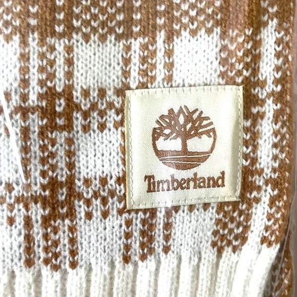 Timberland Scarf - Tan & White Houndstooth - NWT - Picture 3 of 5